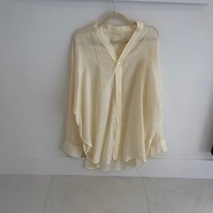 Monday Swimwear Pale Yellow Sheer Button Front Blouse